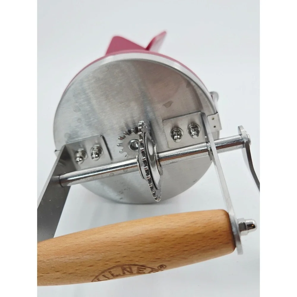Kilner Hand Crank Butter Churner Attachment Stainless Steel Wooden Handle Red